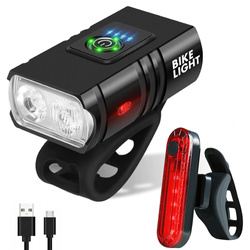 Set of LED bicycle lamps for the front and rear of the bicycle | 2 XM-L T6 CREE LEDs, 1000lm, 6 light modes, 1200mAh battery | 5 LEDs, 4 lighting modes, 50lm, built-in rechargeable battery