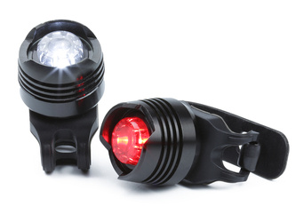 Set of LED bicycle lamps for the front and rear of the bicycle | White and red, 3 light modes, CR2032 batteries