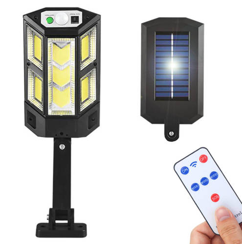 LD-05-S | LED solar garden lamp with motion and twilight sensor S size | IP65 | 59 COB LEDs | IR remote control