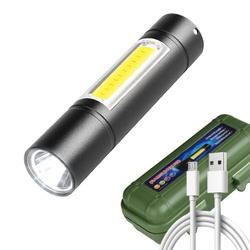 TL-510 | Mini Aluminium LED XPE CREE + COB taktische Taschenlampe | eingebauter Akku, Micro-USB-Kabel, Tragetasche | 600 mAh, 450 lm, 3 Lichtmodi