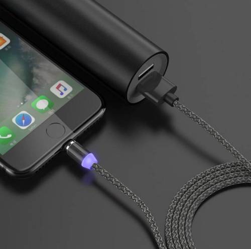 AM23 | 3 in 1 | 2M Magnetisch Kabel für Micro USB, USB C, Lightning Gerät | Nylon Handy Ladekabel QC 3.0 2.4A