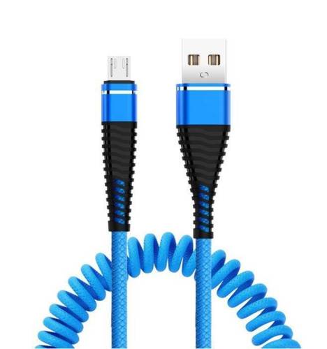 AM32 | Micro-USB 1M | USB-Spiralkabel zum Aufladen des Telefons | Schnellladung 3.0 2.4A