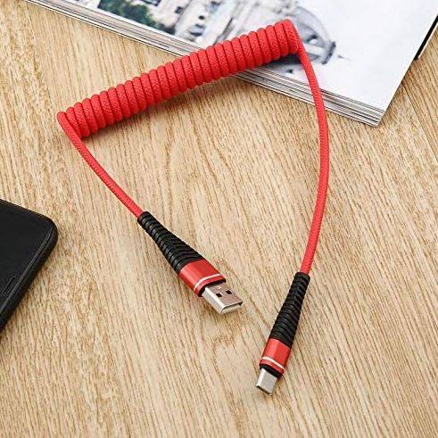 AM32 | Typ-C 1M | USB-Spiralkabel zum Aufladen des Telefons | Schnellladung 3.0 2.4A