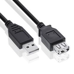 UE2.0-1.5M-Fekete | USB hosszabbító kábel | apa + anya dugók | 1,5 méter