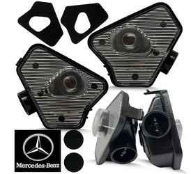  ML-BM1 | Led logo projektor montowany w lusterku bocznym | Hologram Mercedes W204, 212, 246, CLA | Logo powitalne 