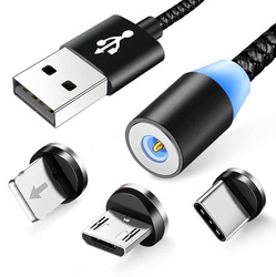 AM23 | 3w1 2M | Magnetyczny kabel USB do ładowania telefonu | Quick Charge 3.0 2.4A