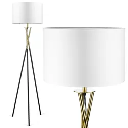 HM112-WHITE | Biała lampa podłogowa | Nowoczesne, stylowe oświetlenie do salonu, sypialni | Biała lampa stojąca z metalowym stelażem