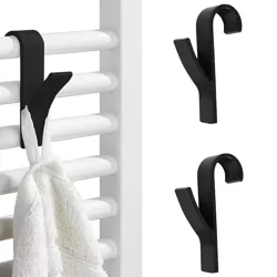 PG-Y03-BLACK | Haczyk łazienkowy na ręcznik | Uchwyt mocowany na grzejniku, kaloryferze | Zestaw haczyków