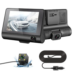 PZ-E9 | Wideo rejestrator, kamera samochodowa | 3 kamery - przód, tył, wnętrze | FullHD 1296p | Ekran 4"