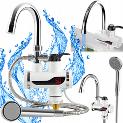 RX-018D |  Kran elektryczny z funkcją prysznica | podgrzewający | regulowany | podgrzewacz przepływowy ze słuchawką | Biały