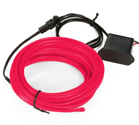 Zestaw El Wire Różowy 2M - Światłowód Ambient Light EL Wire z dołączonym inverterem 12V