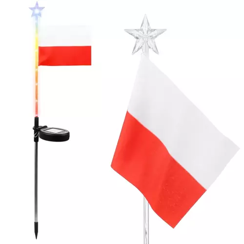 FLD-12-PO | Ogrodowa lampka solarna LED wbijana flaga Polski | 73cm 600mAh