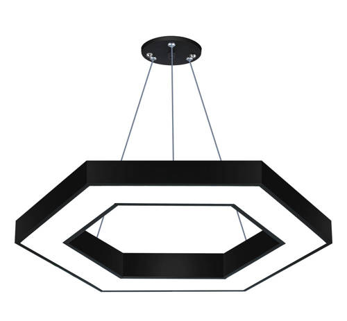 LPL-002 | Lampa sufitowa wisząca LED 50W | heksagon | aluminium | CCD niemrugająca | Φ80x6