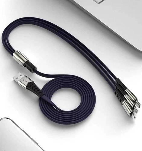 UC-009 | 3w1 1M | Wzmacniany kabel USB do telefonu 3w1 - Micro USB, Type-C, Lightning (iPhone)