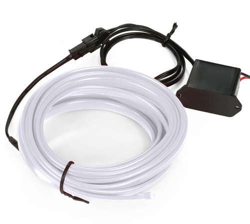 Zestaw El Wire Biały zimny 1M - Światłowód Ambient Light EL Wire z odzielnym inverterem 12V