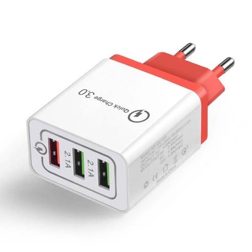 CA-001 | Швидкий настінний зарядний пристрій з 3 портами USB | Швидка зарядка 3.0